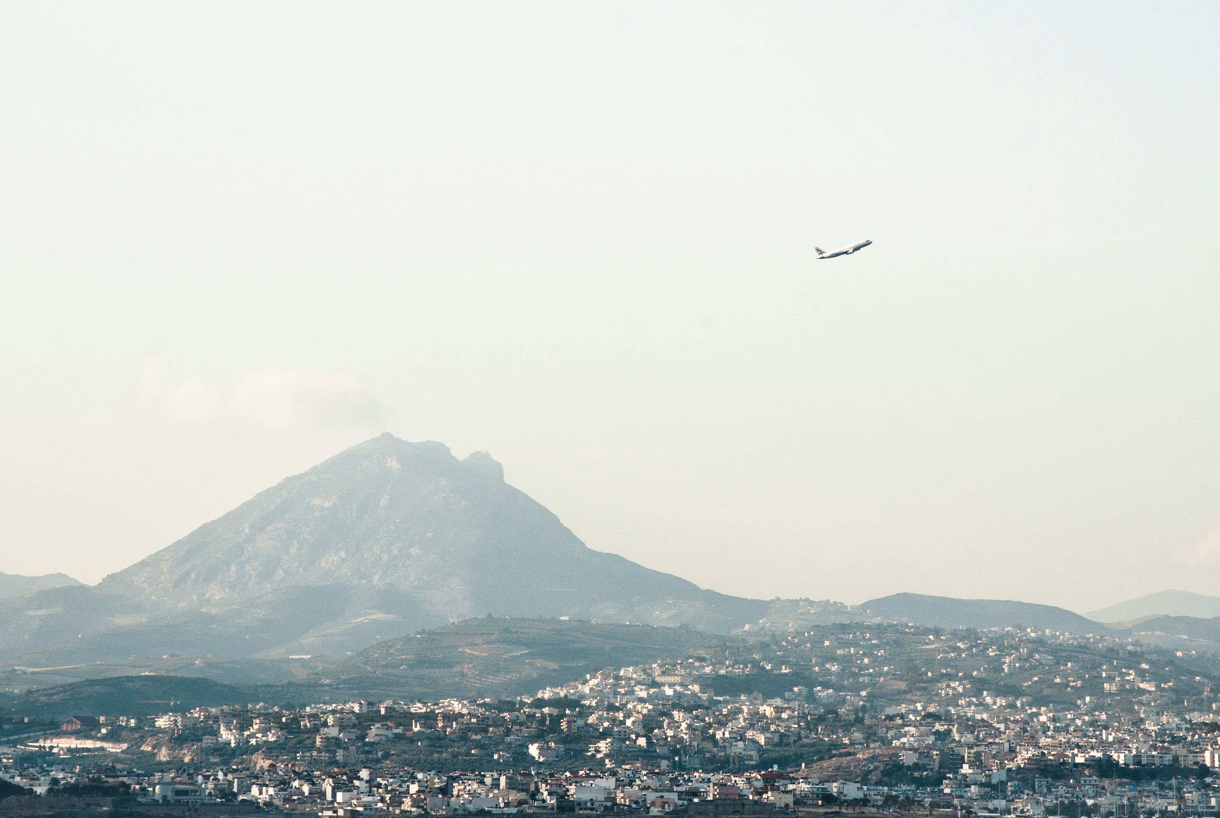 mountains near buildings